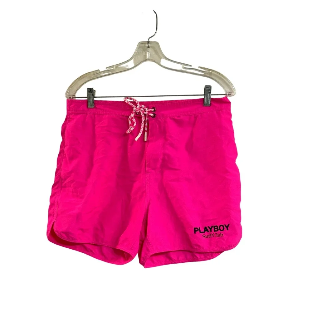 Playboy by PacSun Mens Hot Pink Surf Club Swim Trunks Shorts Size M